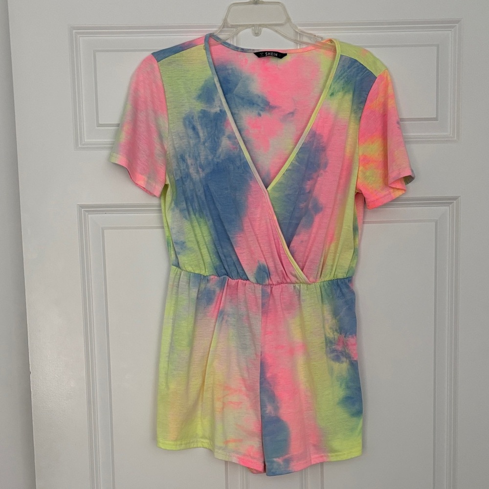 Tie-Dye V-Neck Women Romper